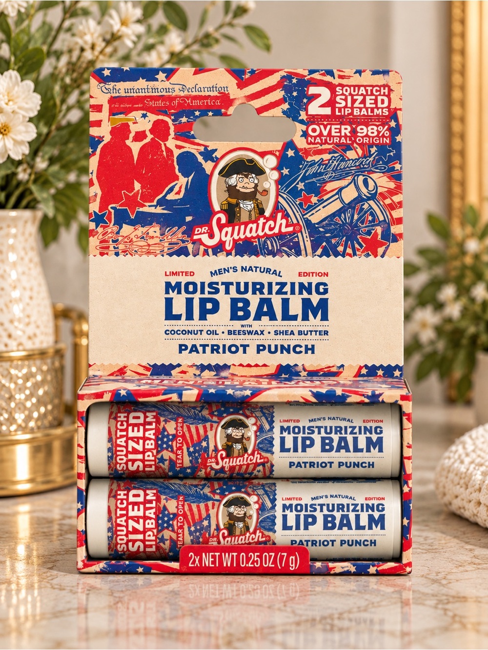 Dr. Squatch Patriot Punch Lip Balm 2-Pack Limited Edition Americana NWT